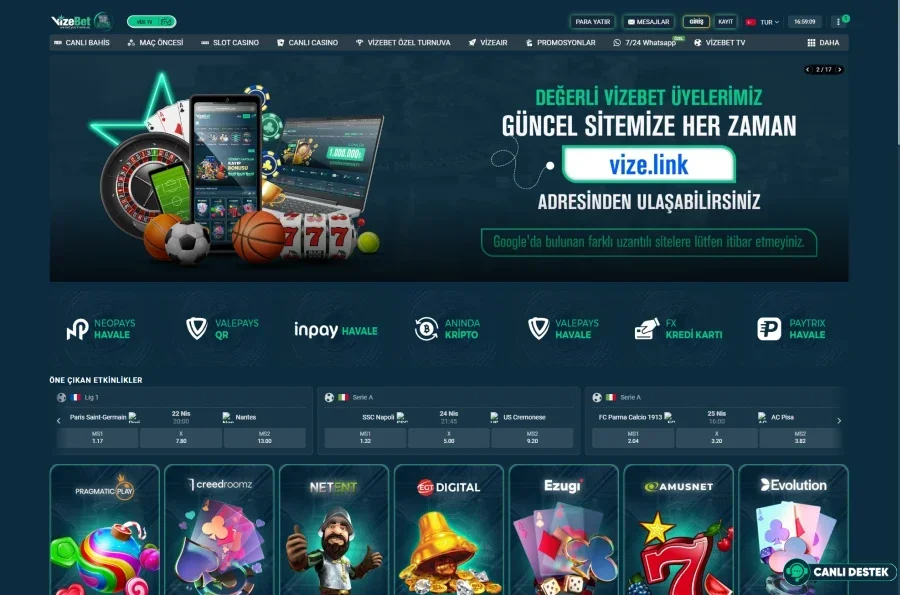 Vizebet ekran görüntüsü